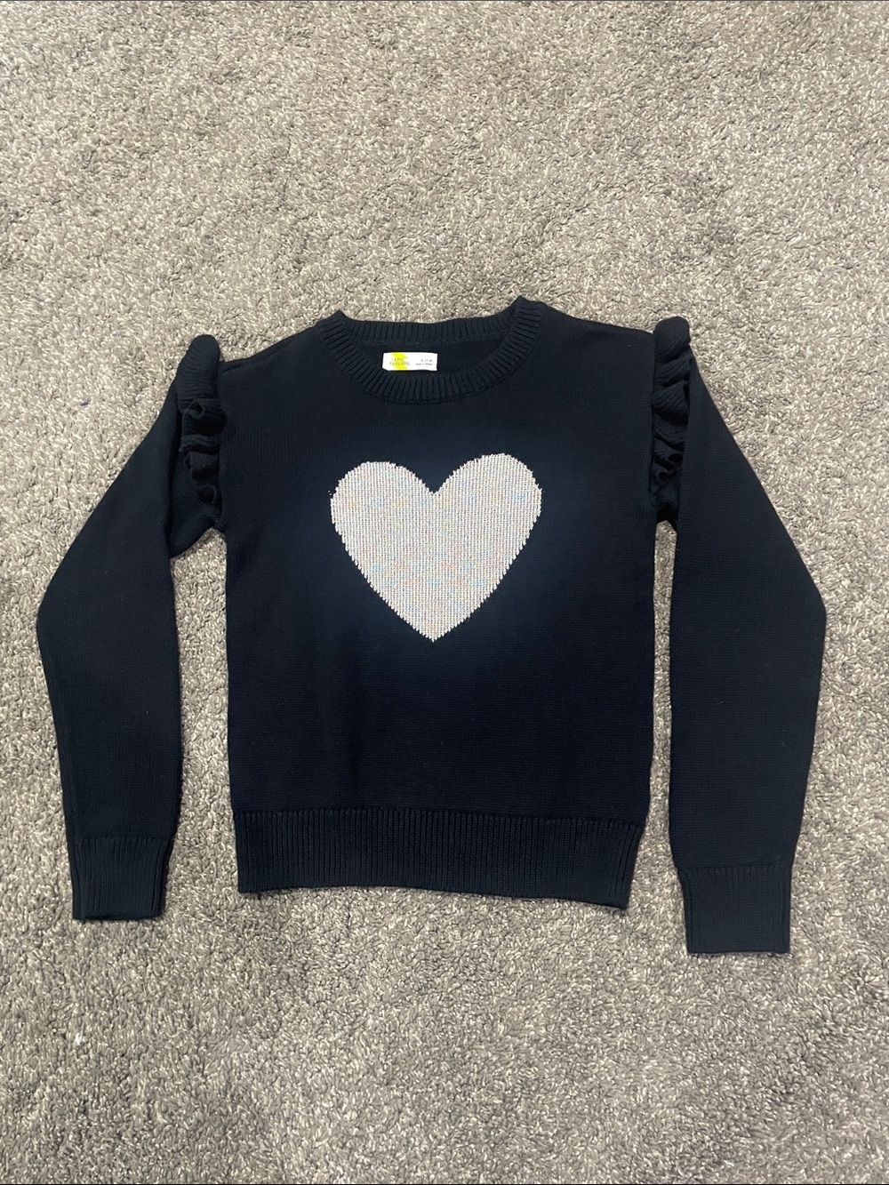 Epic Threads Black Crewneck Sweater with Rainbow glittery Heart